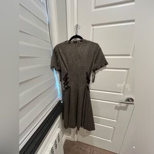 Miri Couture dress brown houndstooth size 0 worn twice brand new condition!